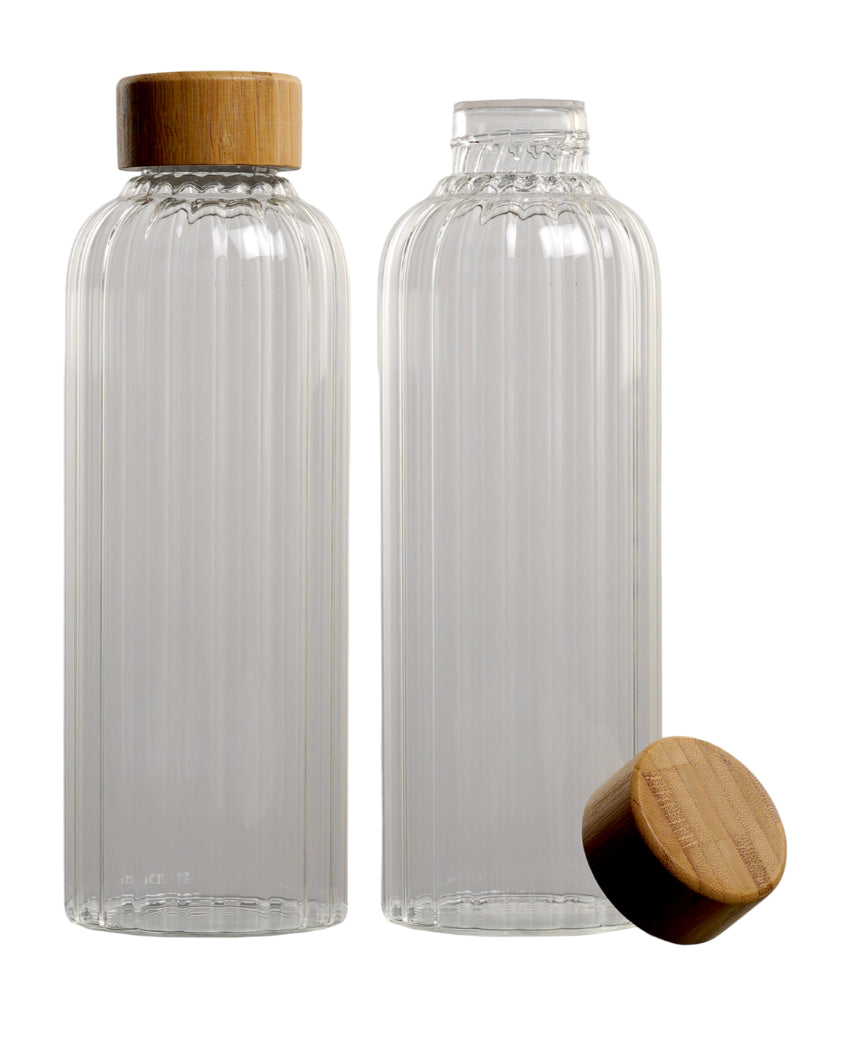Clear Thin Stripe Glass Bottle | Set of 2 | 700ml