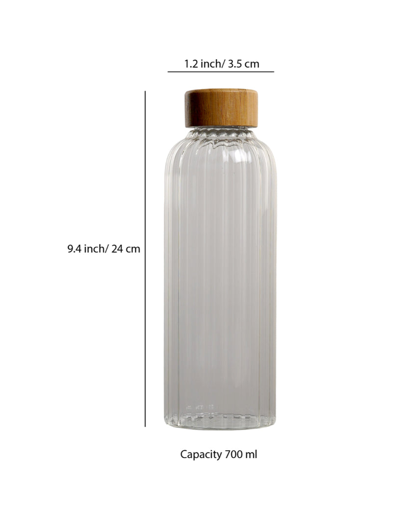 Clear Thin Stripe Glass Bottle | Set of 2 | 700ml