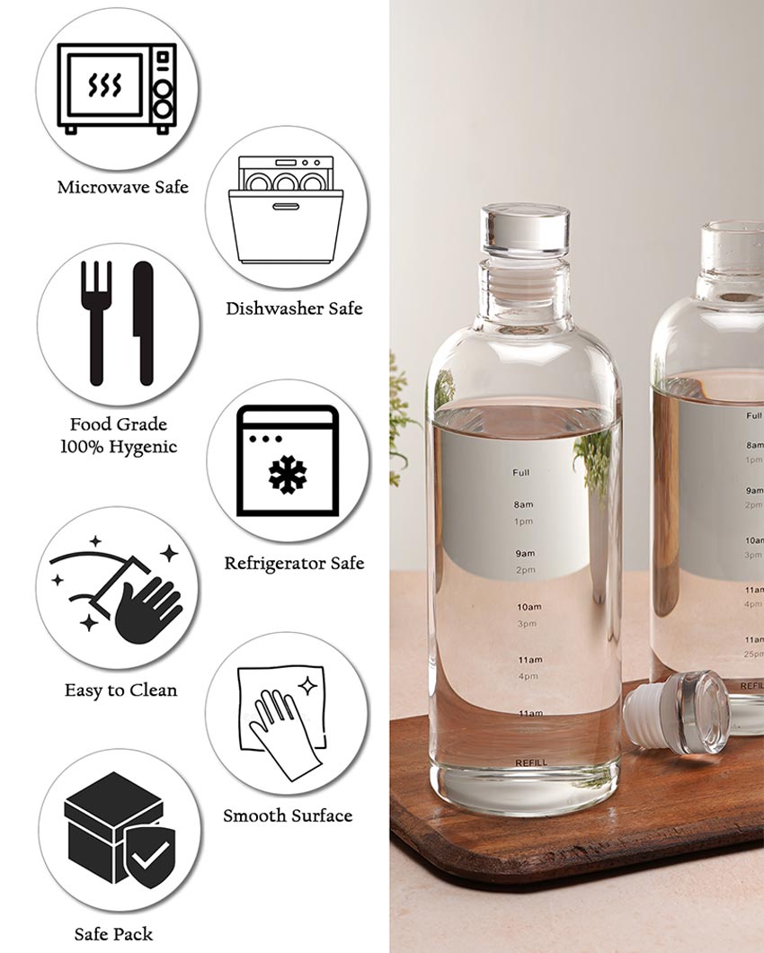 Classic Vibe Narrow Opening Glass Bottle | Set of 2 | 700ml
