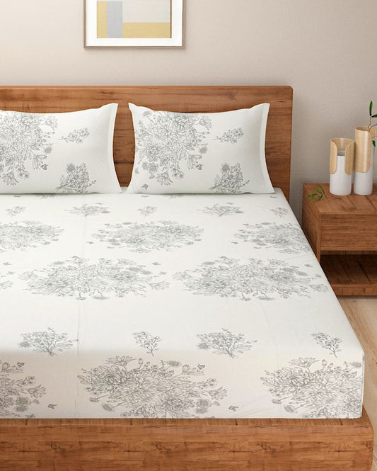 Socorro Floral Print Cotton Bedsheet With 2 Pillow Covers | King Size | 108 x 108 Inches