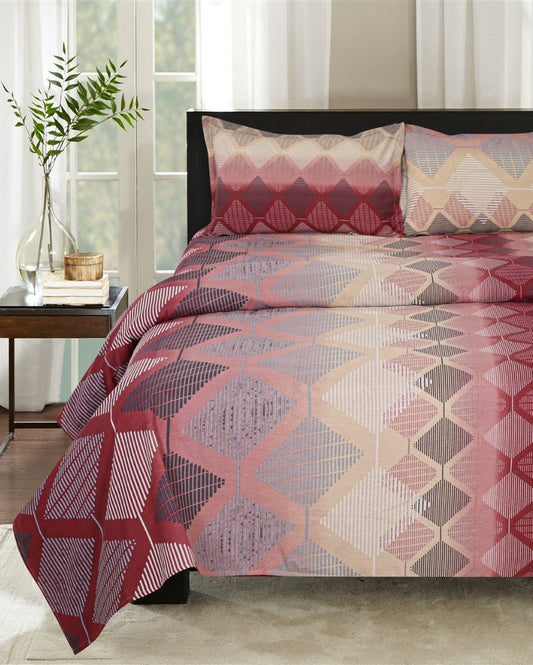 Fernado Ethnic Print Cotton Bedsheet With 2 Pillow Covers | King Size | 108 x 108 Inches