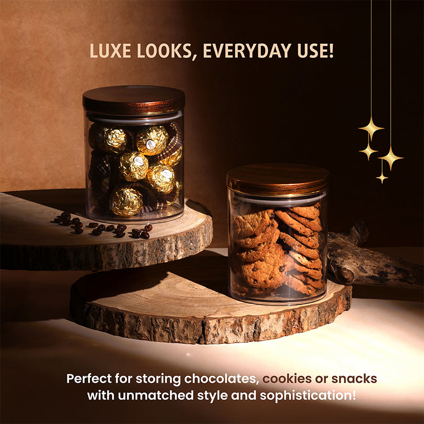 Meal Prep Unbreakable Airtight Darkwood Design Storage Containers | 800ml | Set of 2 | 5 x 8 inches