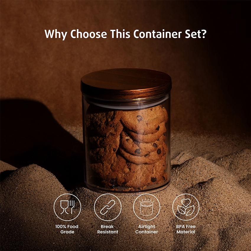 Meal Prep Unbreakable Airtight Darkwood Design Storage Containers | 800ml | Set of 2 | 5 x 8 inches