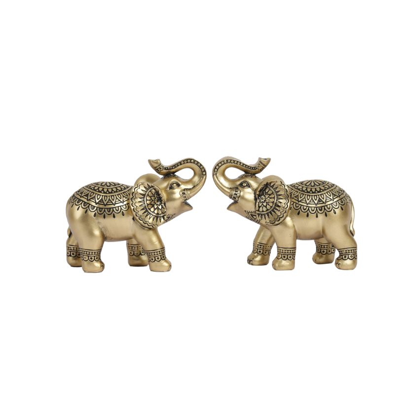 Luxurious Ornate Gold Elephant Decor | Set of 2 | 3 x 5 inches