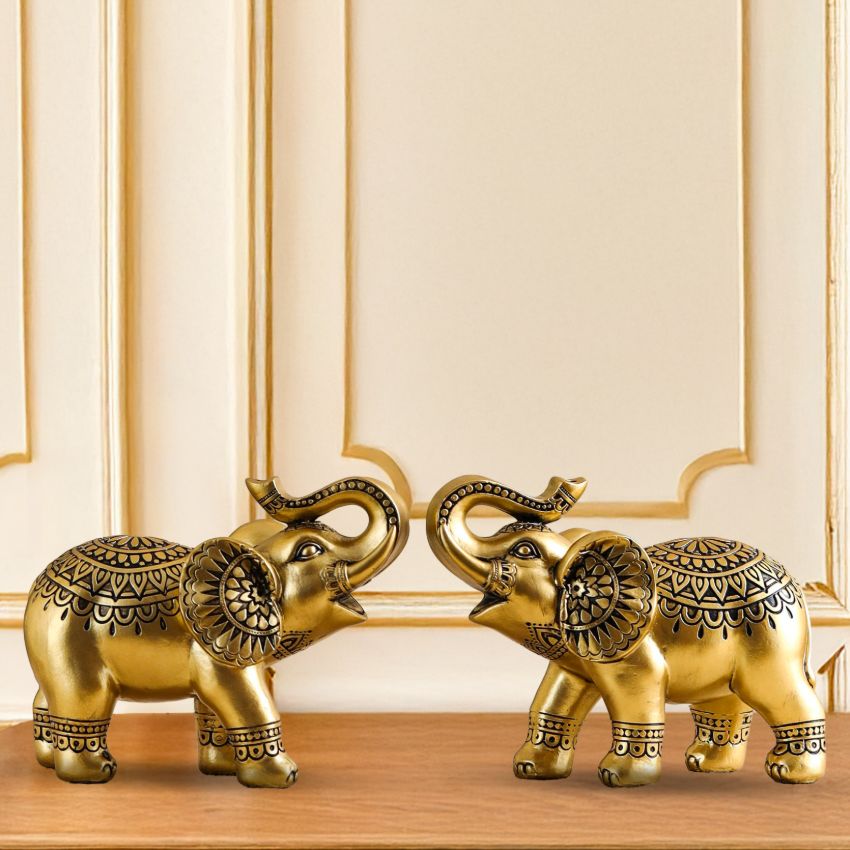 Luxurious Ornate Gold Elephant Decor | Set of 2 | 3 x 5 inches