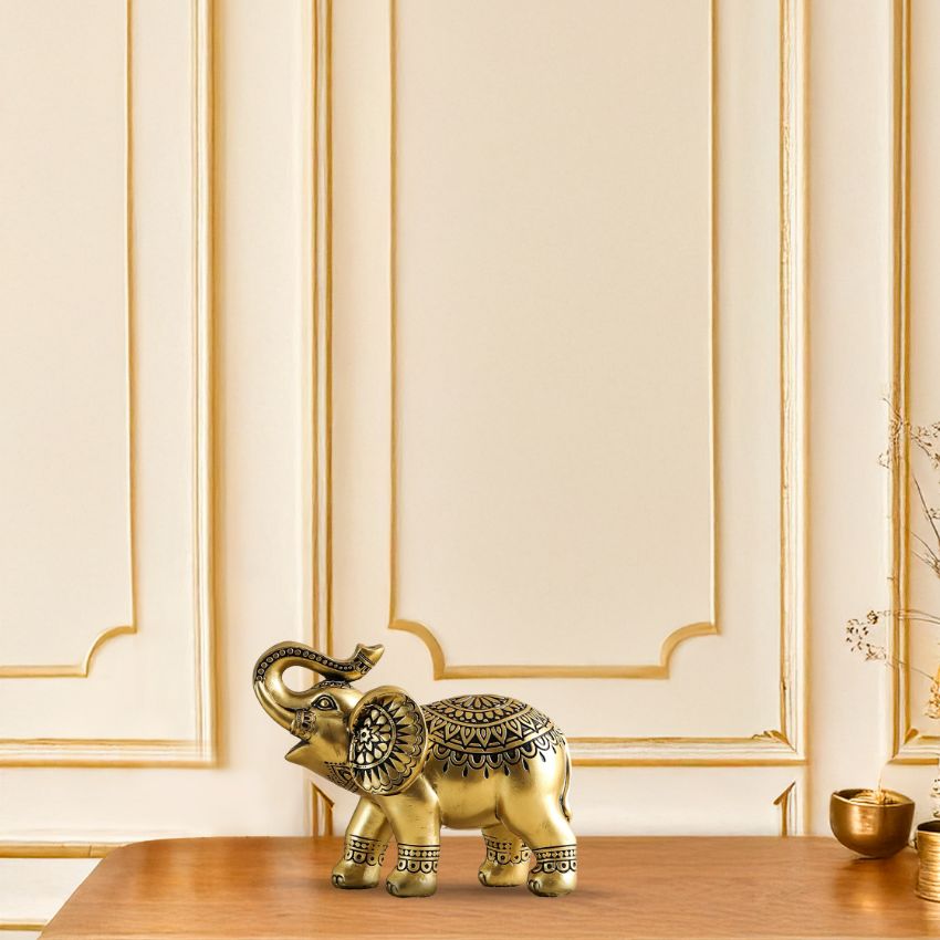 Charming Gold Elephant Figurine Lucky Charm | 3 x 6 inches