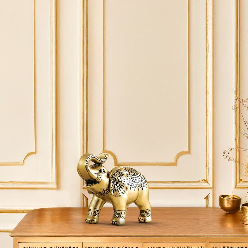 Charming Gold Elephant Figurine Lucky Charm | 3 x 6 inches
