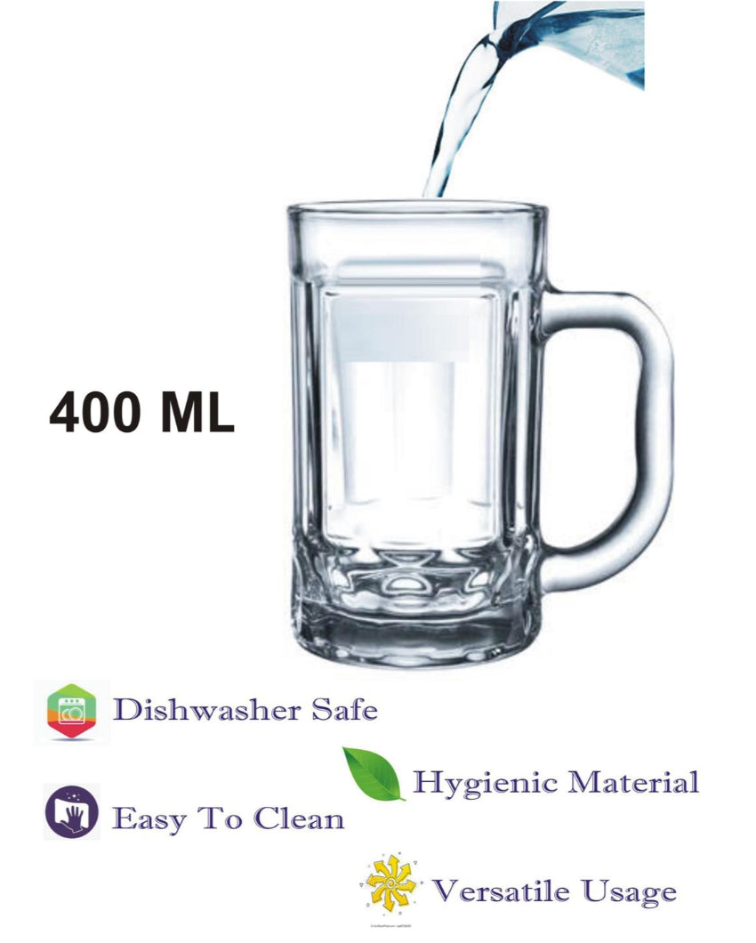 Crystal Clear Glass Beer Mugs | 400ml | 4 x 6 inches