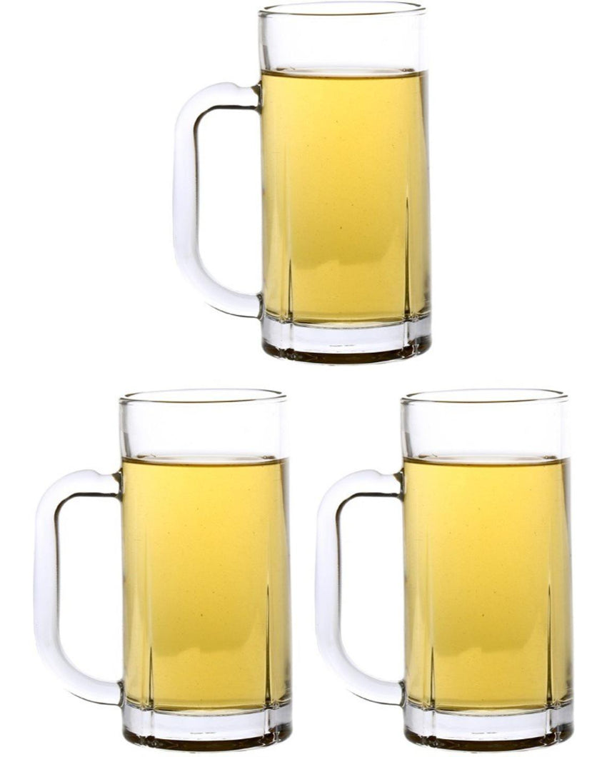 Vintage Look Clear Glass Beer Mugs | 300ml | 3 x 6 inches