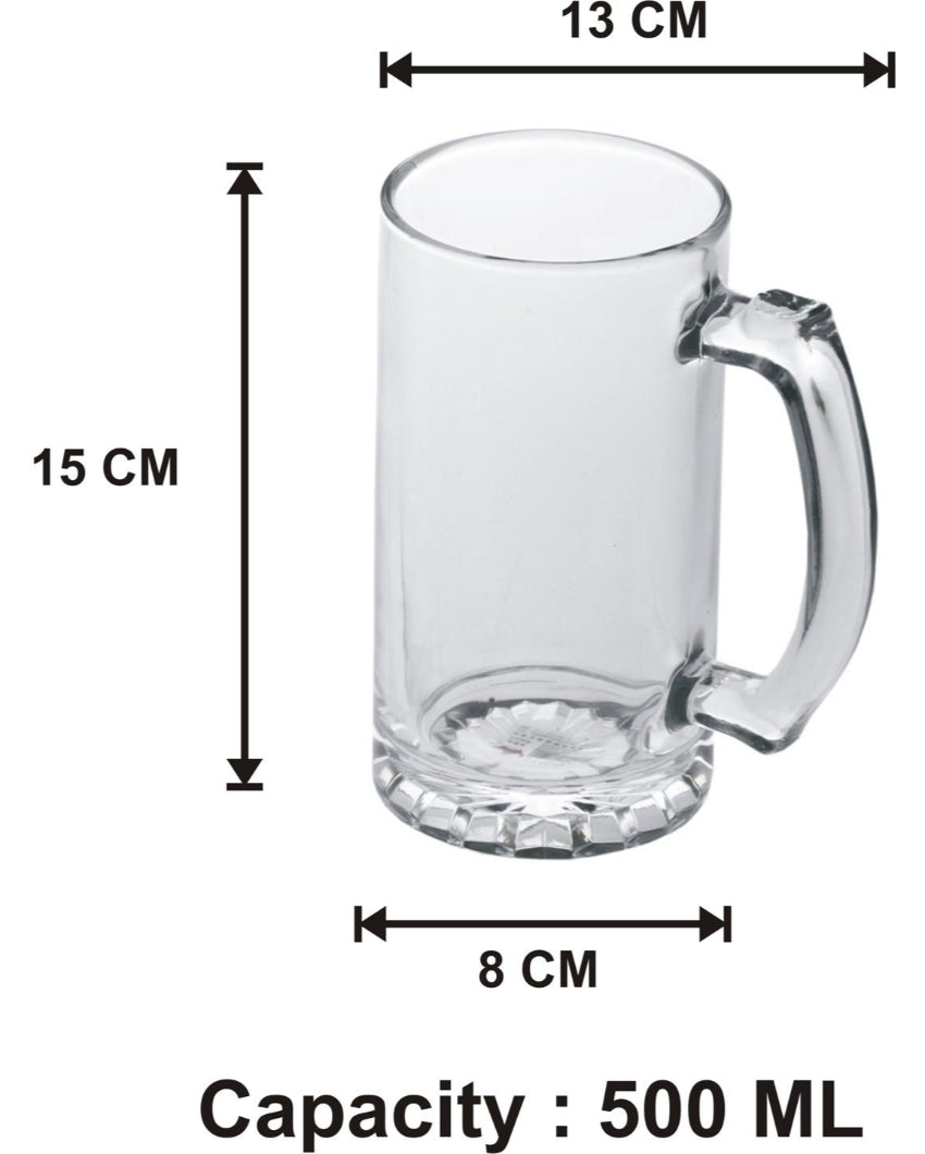 Sturdy Build Clear Glass Beer Mugs | 500ml | 4 x 6 inches