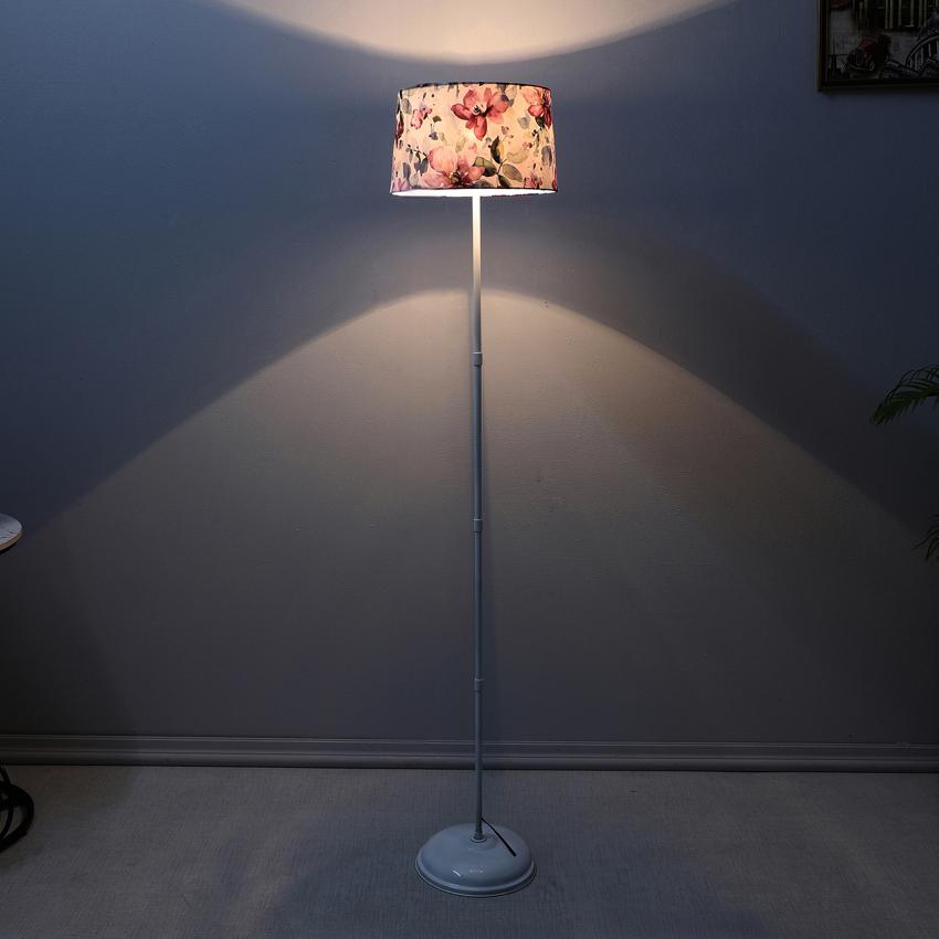 Charming Cobra Saffron Print with Satin Shade Design Metal Base Foldable Floor Lamp | 12 x 57 inches