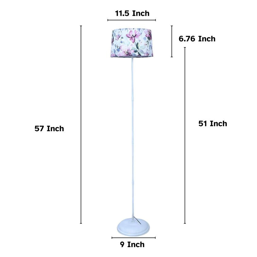 Charming Cobra Saffron Print with Satin Shade Design Metal Base Foldable Floor Lamp | 12 x 57 inches