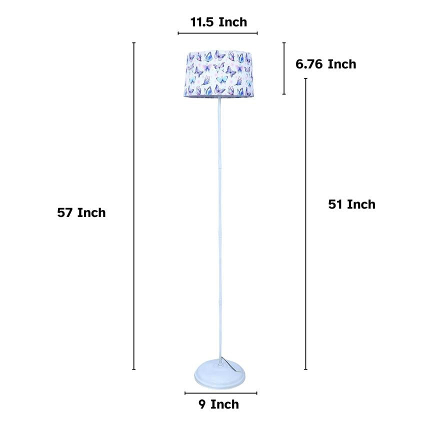 Delicate Butterfly Print with Satin Shade Design Metal Base Foldable Floor Lamp | 12 x 57 inches