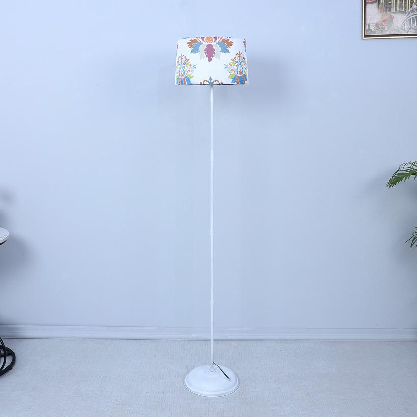 Rustic English Oak Print with Satin Shade Design Metal Base Foldable Floor Lamp | 12 x 57 inches