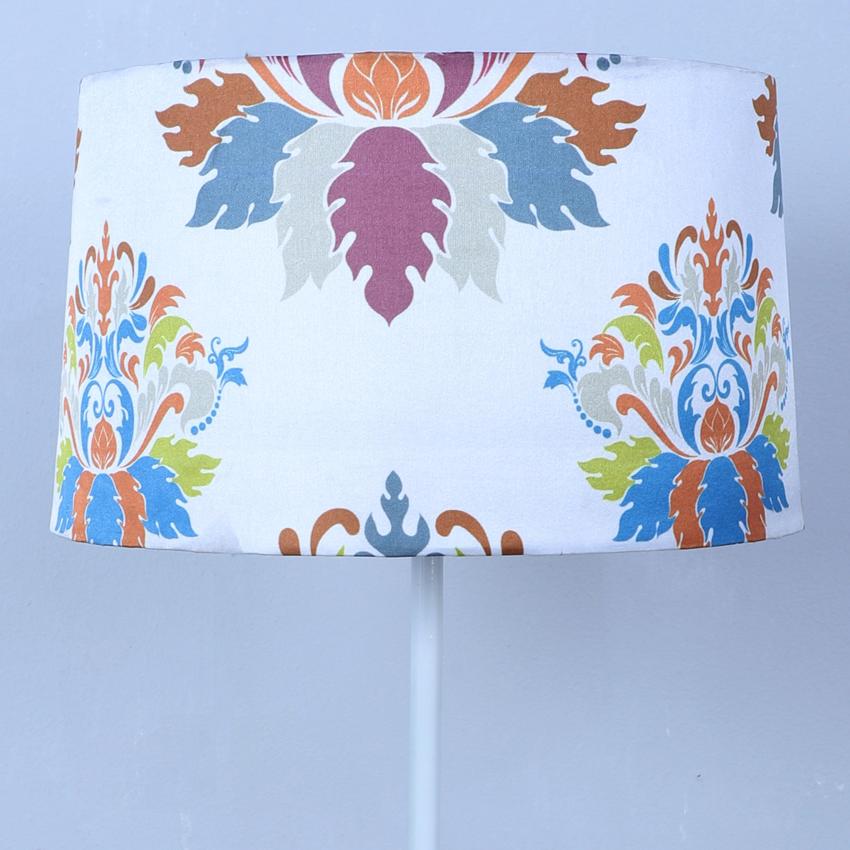 Rustic English Oak Print with Satin Shade Design Metal Base Foldable Floor Lamp | 12 x 57 inches