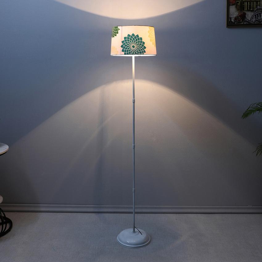 Timeless Dahlia Floral Print with Satin Shade Design Metal Base Foldable Floor Lamp | 12 x 57 inches