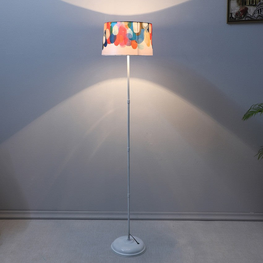 Sophisticated Abstract Print with Satin Shade Design Metal Base Foldable Floor Lamp | 12 x 57 inches