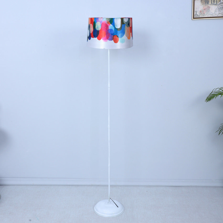 Sophisticated Abstract Print with Satin Shade Design Metal Base Foldable Floor Lamp | 12 x 57 inches