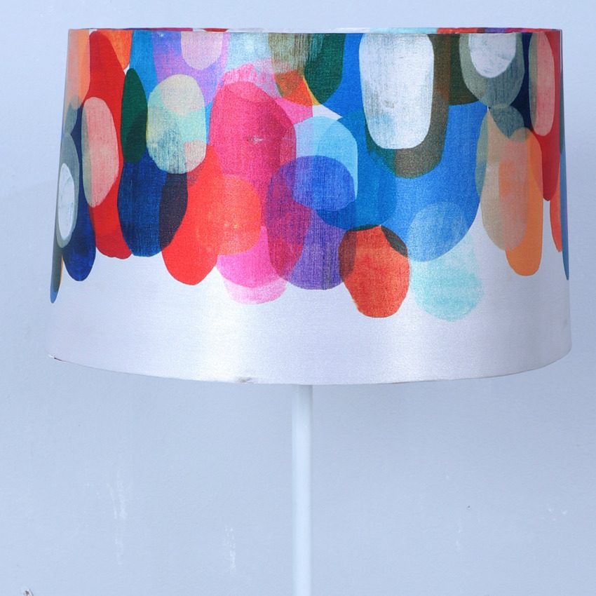 Sophisticated Abstract Print with Satin Shade Design Metal Base Foldable Floor Lamp | 12 x 57 inches