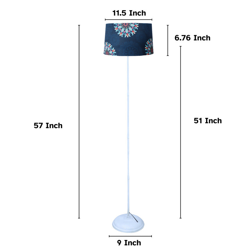Sophisticated Abstract Print with Satin Shade Design Metal Base Foldable Floor Lamp | 12 x 57 inches