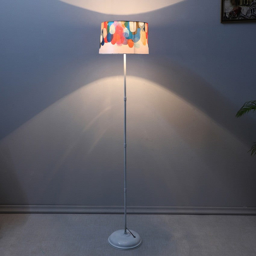 Sophisticated Abstract Print with Satin Shade Design Metal Base Foldable Floor Lamp | 12 x 57 inches