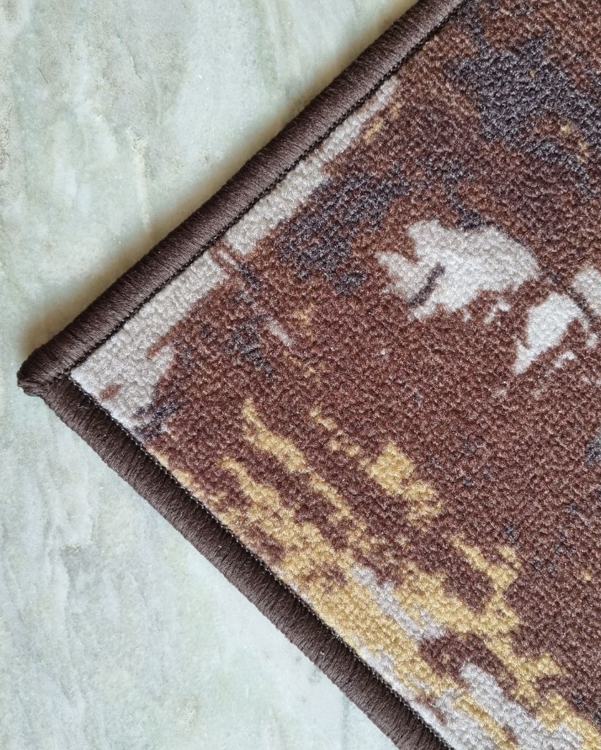 Abstract Brown Anti-Slip Rug | 3 x 5 Ft