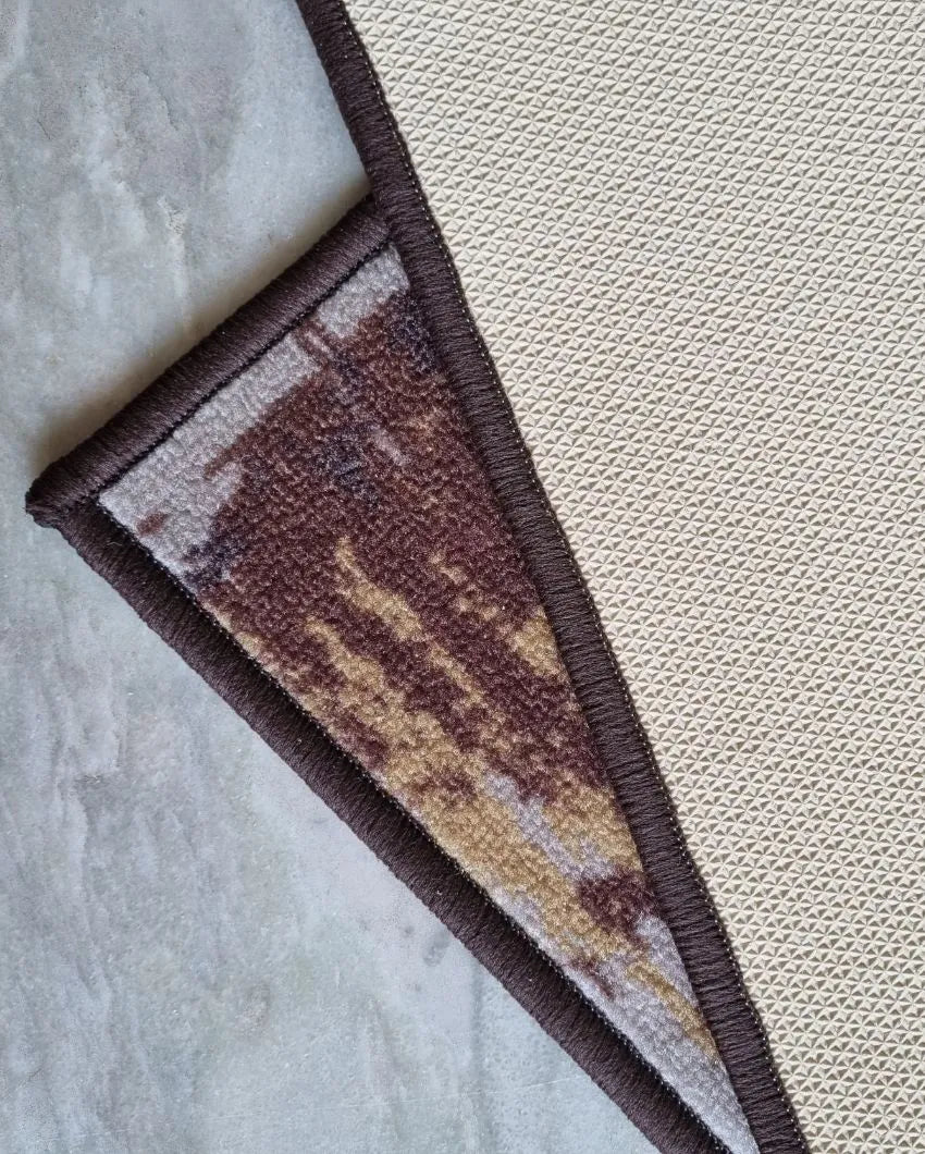 Abstract Brown Anti-Slip Rug | 3 x 5 Ft