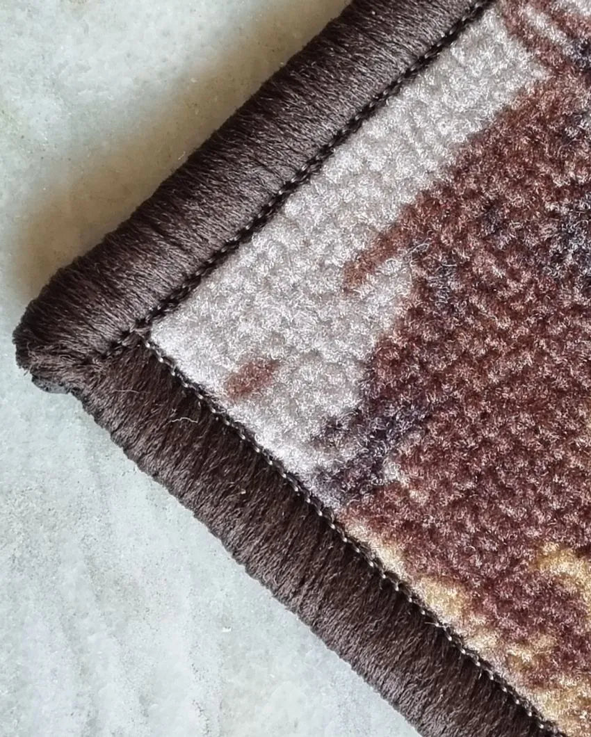 Abstract Brown Anti-Slip Rug | 3 x 5 Ft