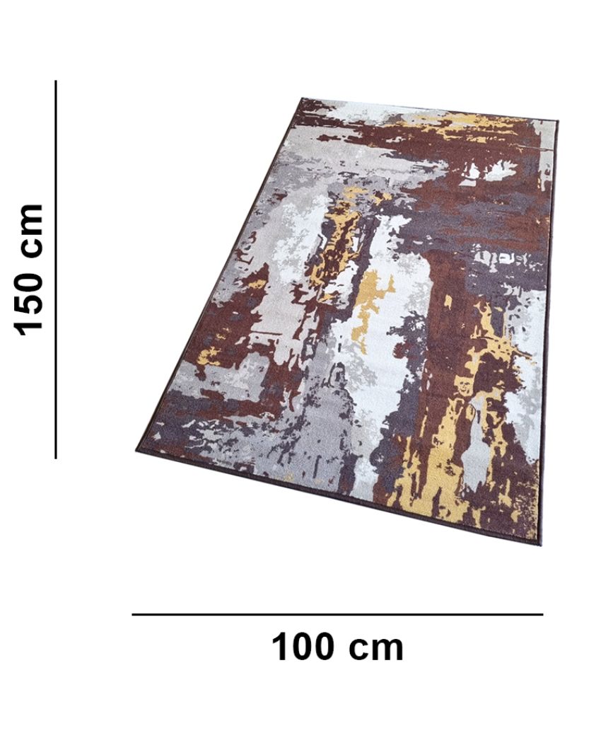 Abstract Brown Anti-Slip Rug | 3 x 5 Ft