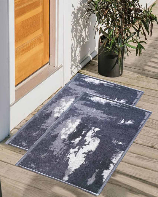 Utopica Abstract  Anti-Slip Nylon Door Mats | Set of 2 | 24x16 inch Blue