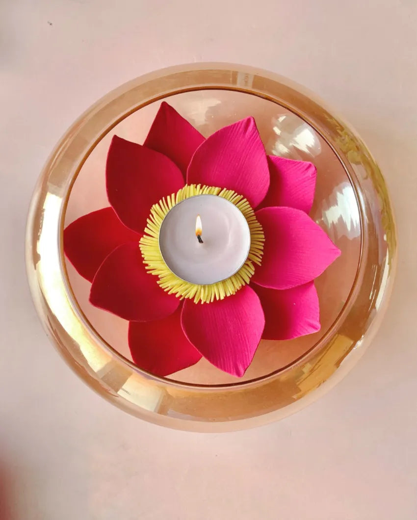 Lotus Urli Floral Tea Light Stand