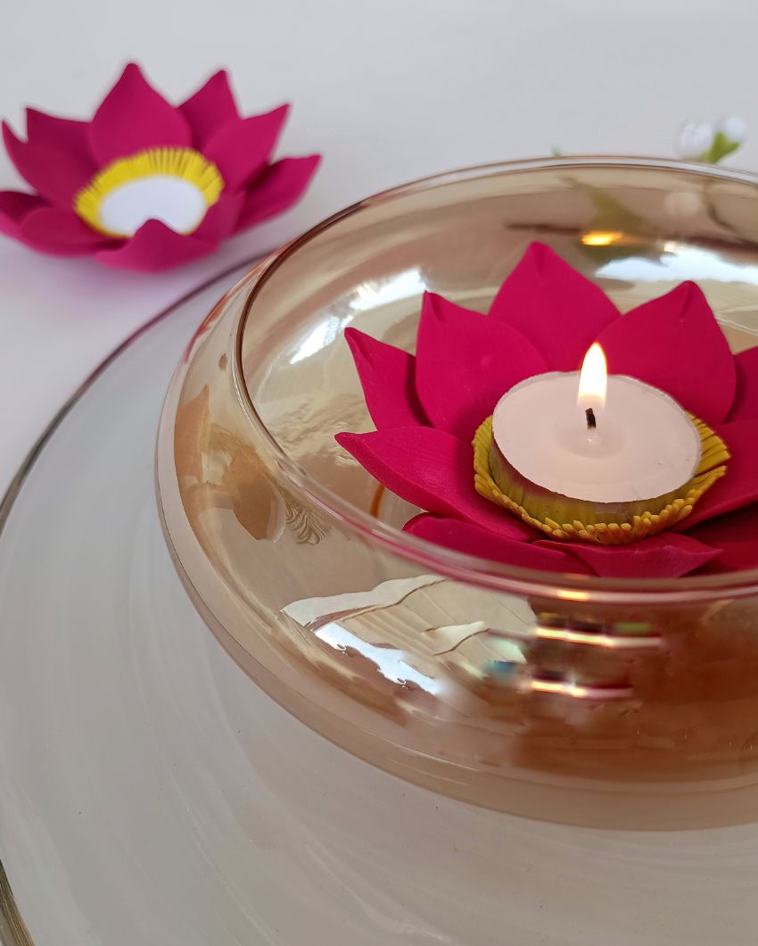 Lotus Urli Floral Tea Light Stand