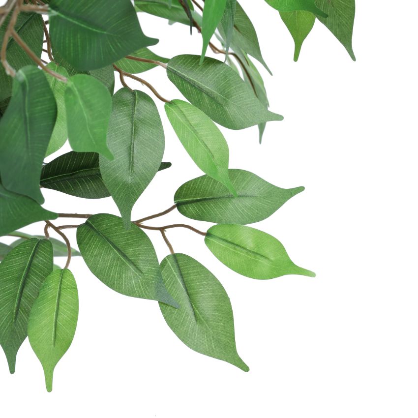 Elegant Green Artificial Ficus Plant in Black Pot