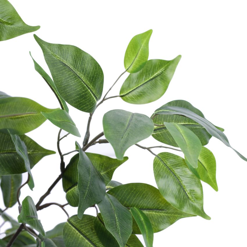 Elegant Green Artificial Ficus Plant in Black Pot