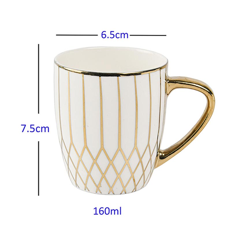 Golden Branch Pattern Fine Bone China Golden Tea Cups| Set of 6 | 160ML Default Title