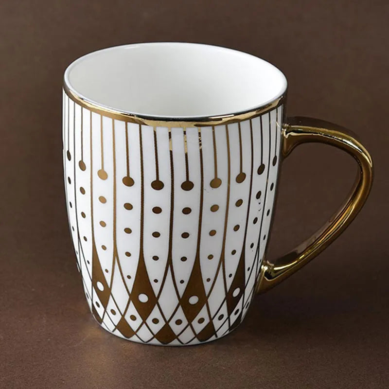 Gold Modern Pattern Fine Bone China Golden Tea Cups | Set of 6 | 160ML Default Title