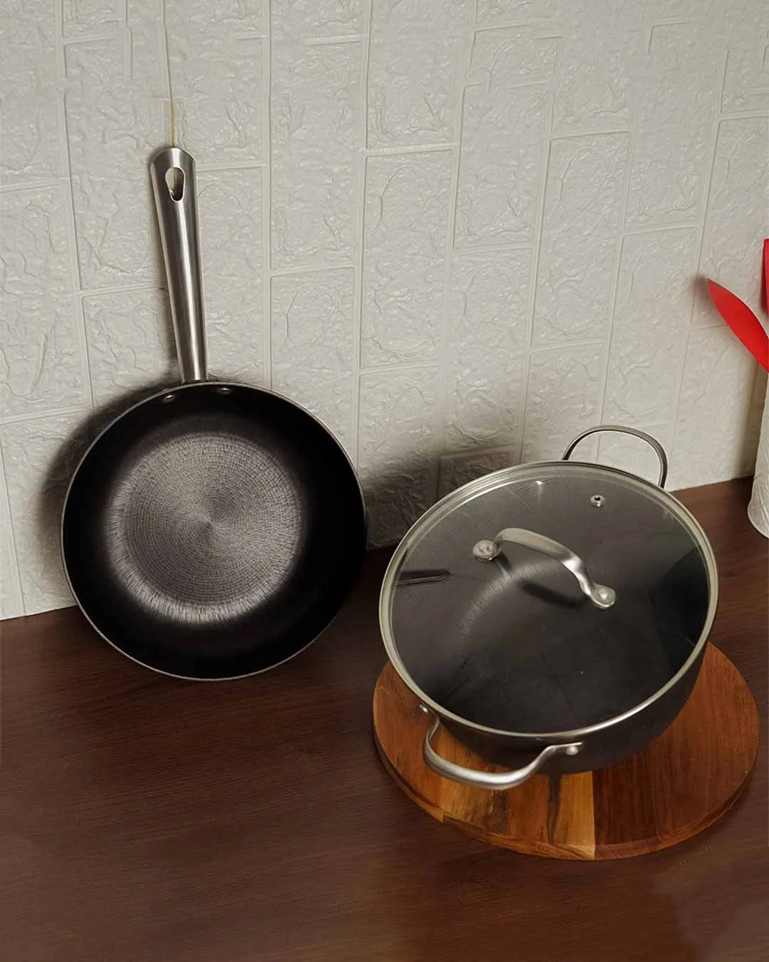 Nonstick Iron Casserole With Frypan | Safe For All Cooktops | Set of 2