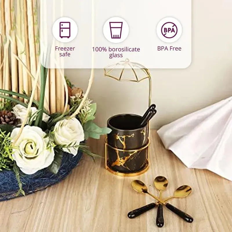 Decorative Ceramic Gold Spoon Holder