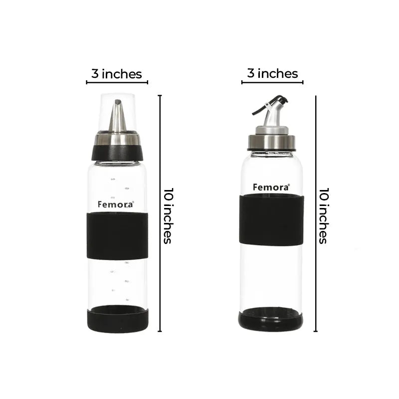 Borosilicate Glass Oil Dispenser | 500 ml | Set of 2