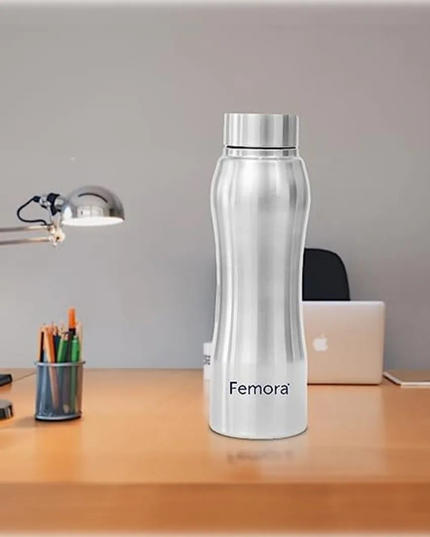 Stainless Steel Water Bottle With Steel Cap | 750 Ml Set of 2