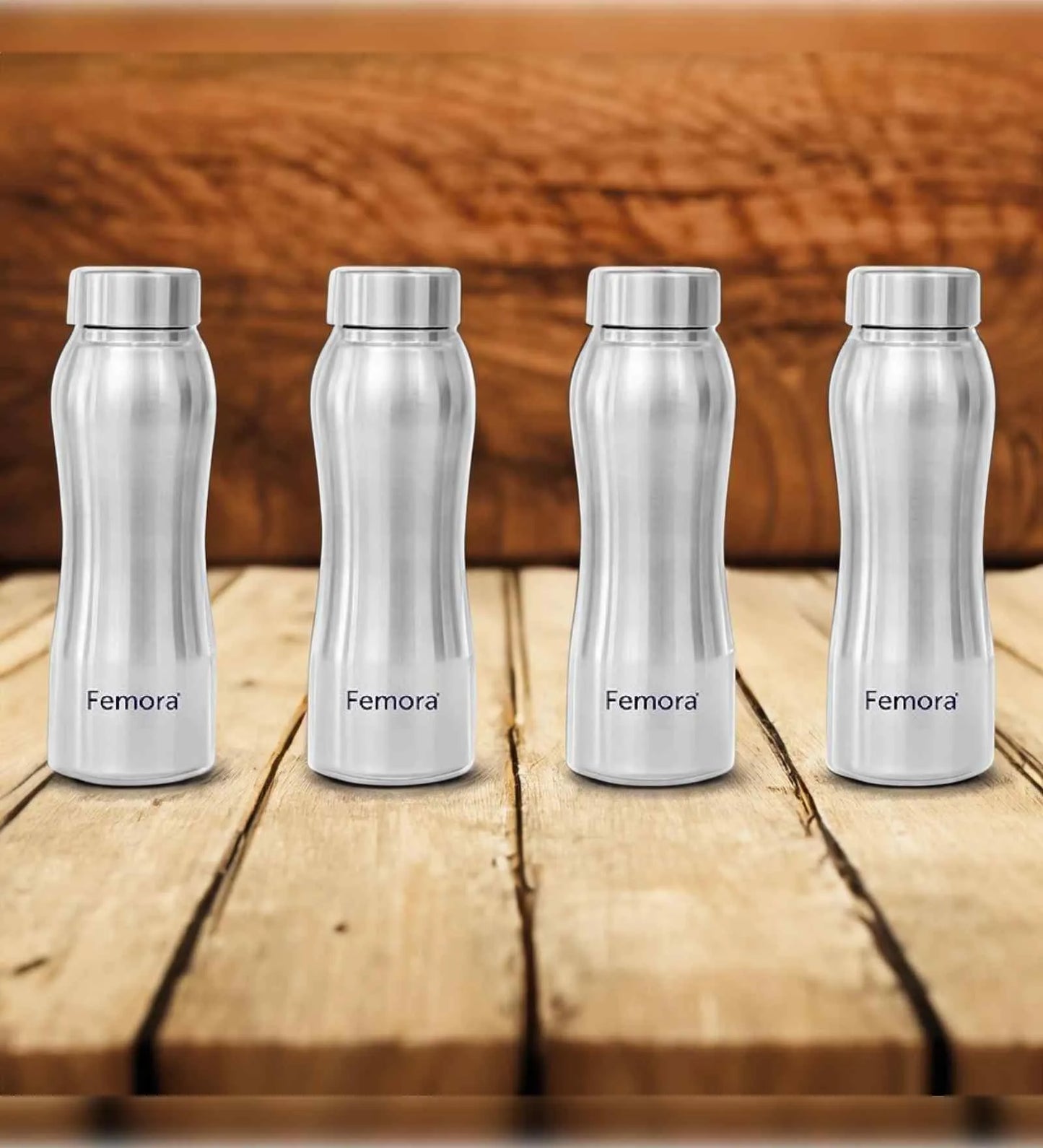 Stainless Steel Water Bottle With Steel Cap | 750 Ml Set of 4
