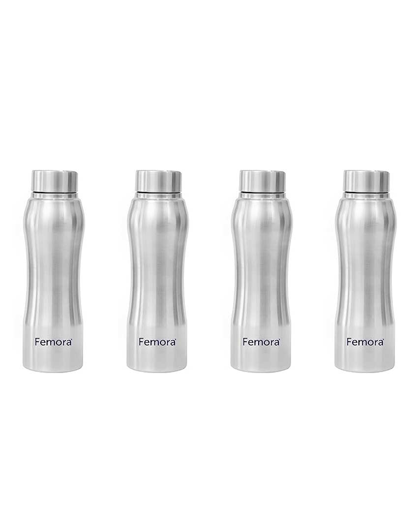 Stainless Steel Water Bottle With Steel Cap | 750 Ml Set of 4