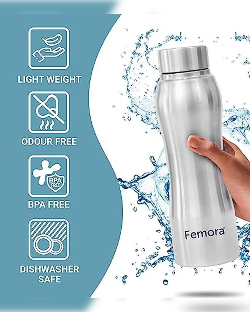 Stainless Steel Water Bottle With Steel Cap | 750 Ml Set of 4