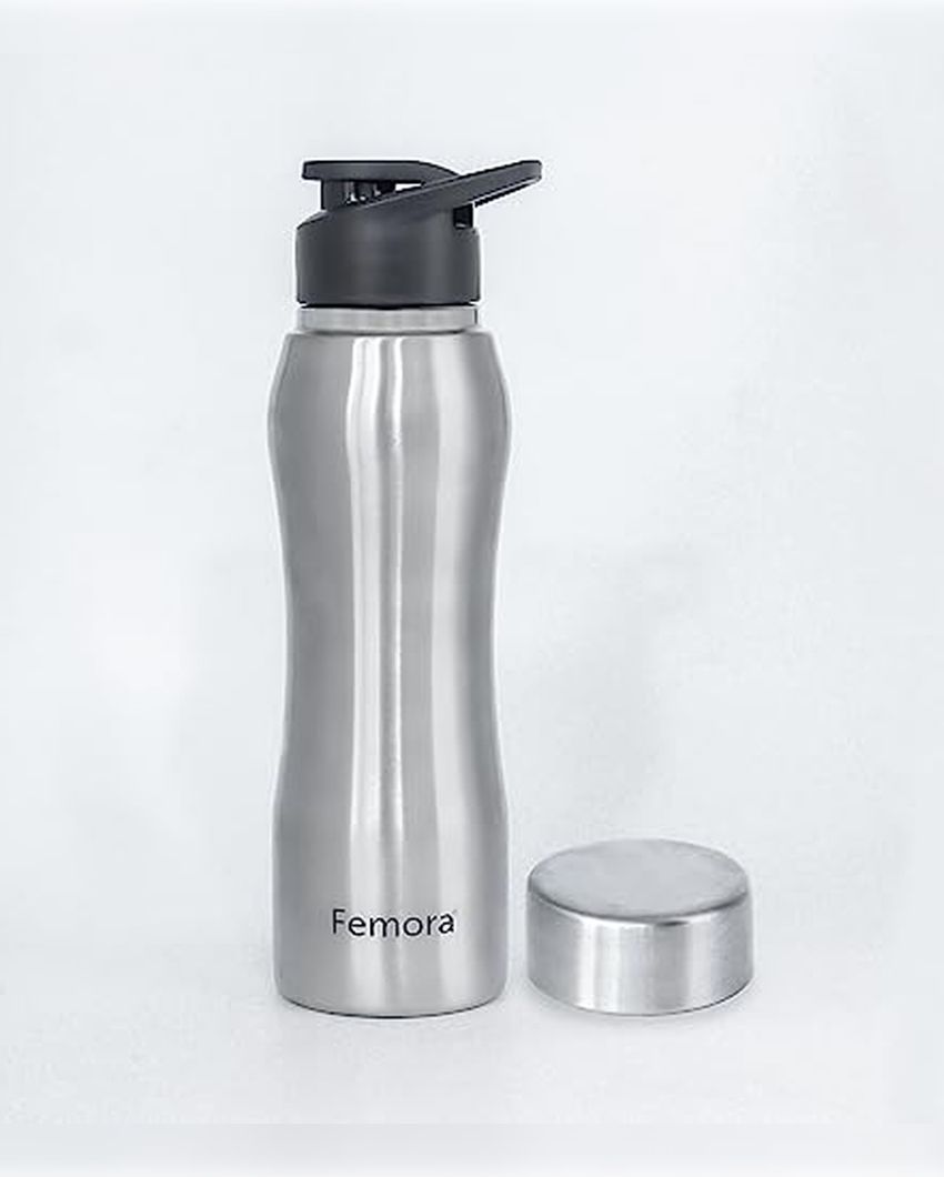 Majestic Stainless Steel Water Bottles With Steel Cap & Sipper Cap | 750 Ml Set of 2