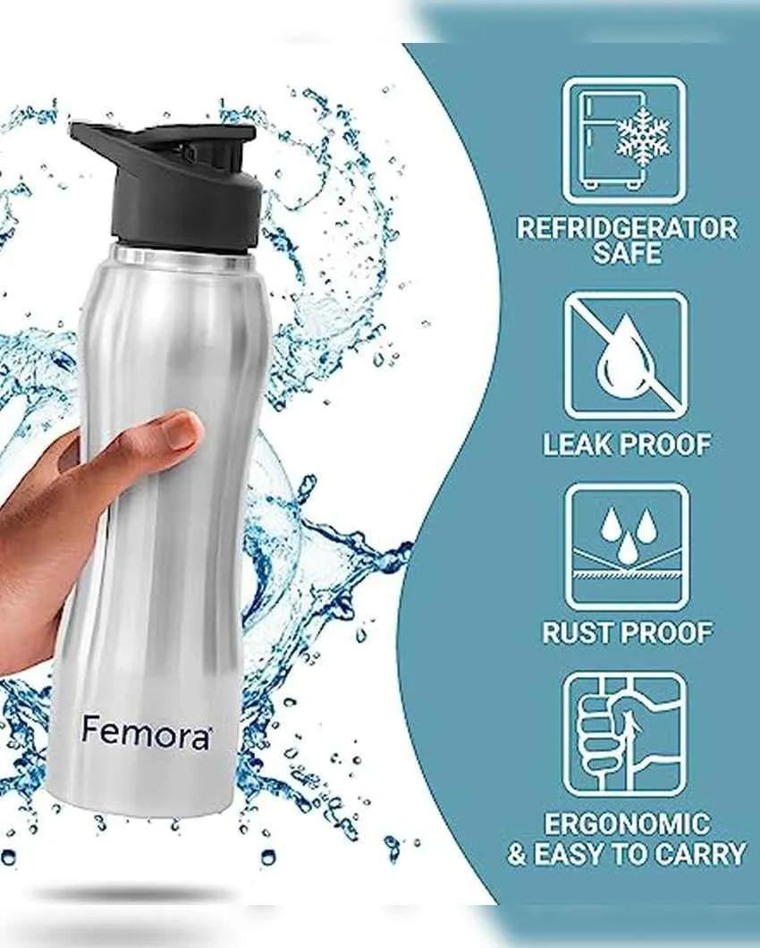 Majestic Stainless Steel Water Bottles With Steel Cap & Sipper Cap | 750 Ml Set of 2