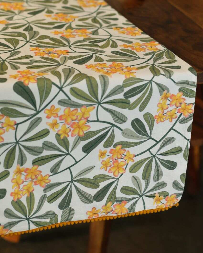 Frangipani Printed Cotton Table Runner | 13 x 59 inches