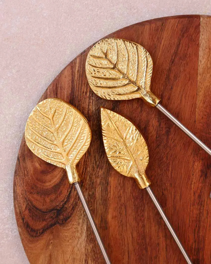 Gold Leaf & Silver Steel Servers | Set of 8