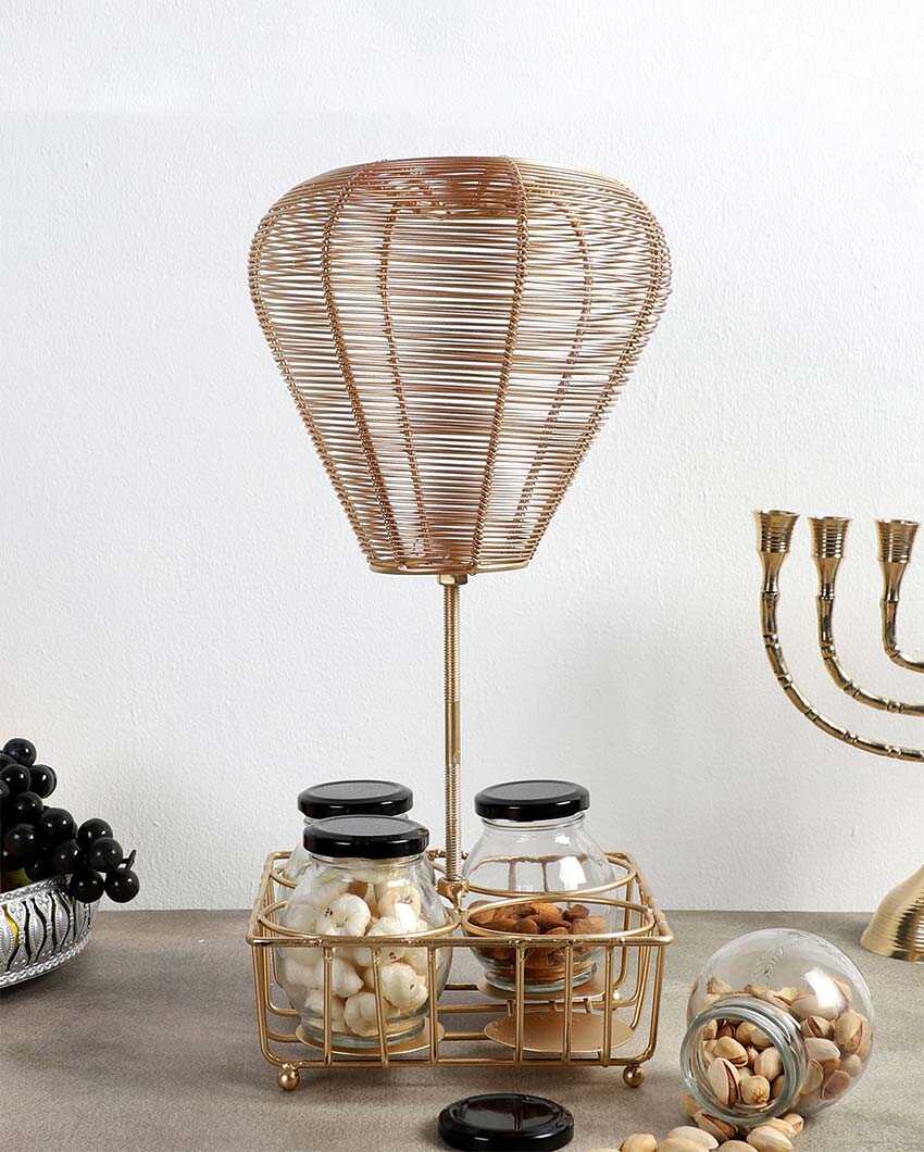 Golden Hot Air Balloon Platter with Jars | 5 Pieces