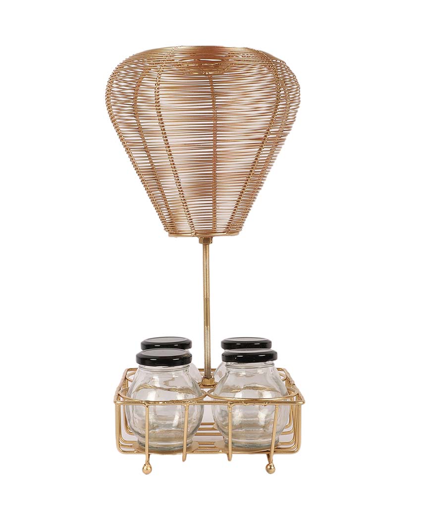 Golden Hot Air Balloon Platter with Jars | 5 Pieces
