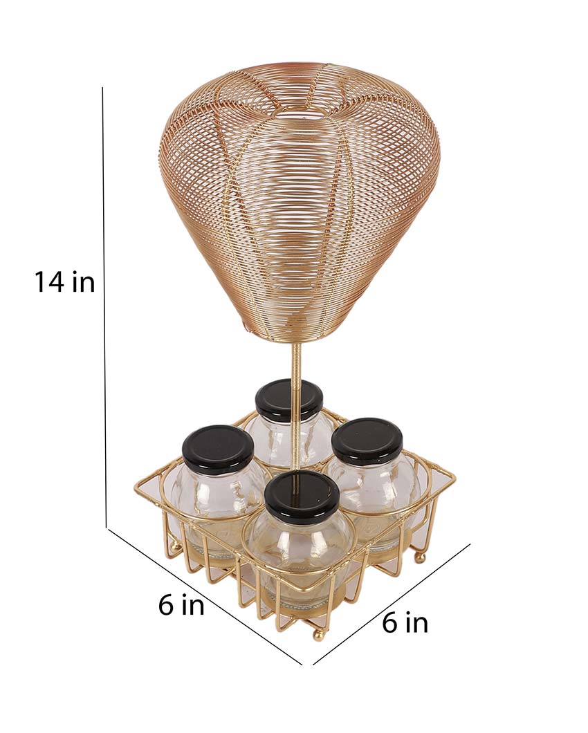 Golden Hot Air Balloon Platter with Jars | 5 Pieces